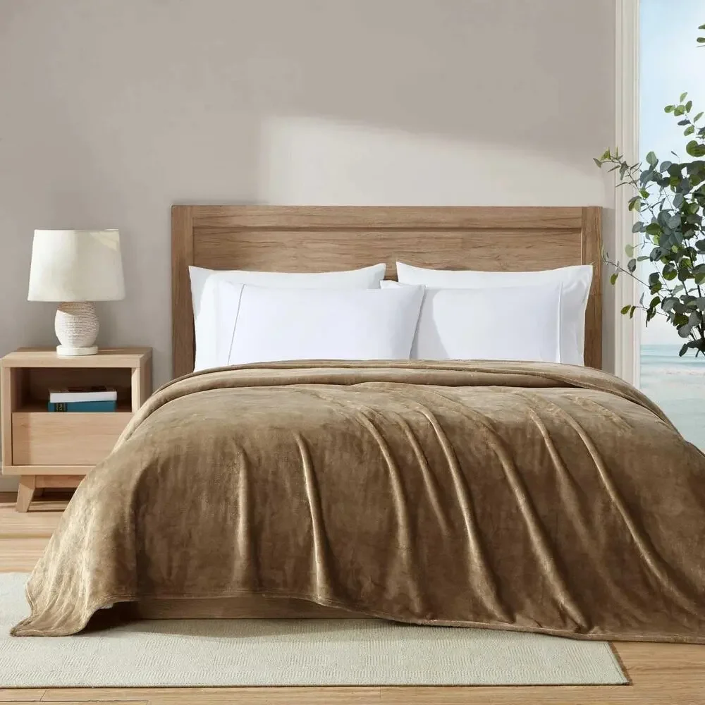 Nautica Soft Tides King Blanket Brown Ultra Plush Fleece 108x90 New